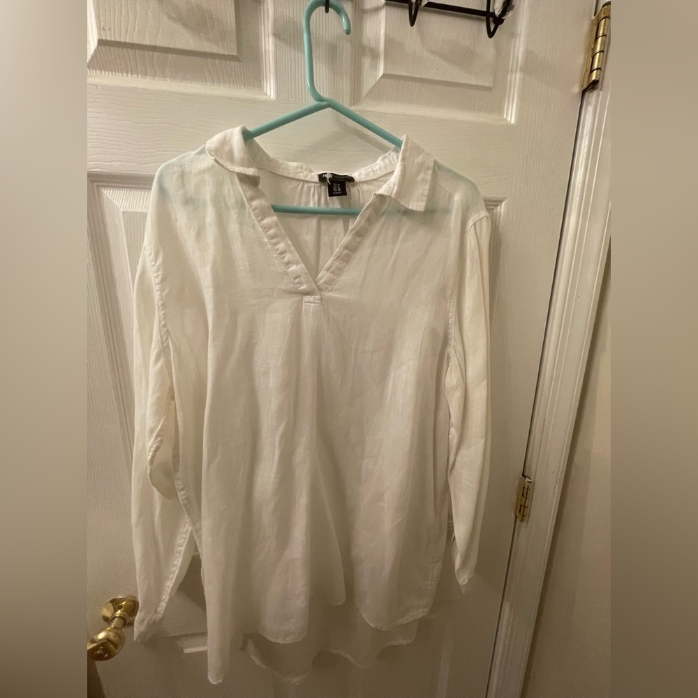 Jones New York White Linen Blouse- Gently used - size 10
